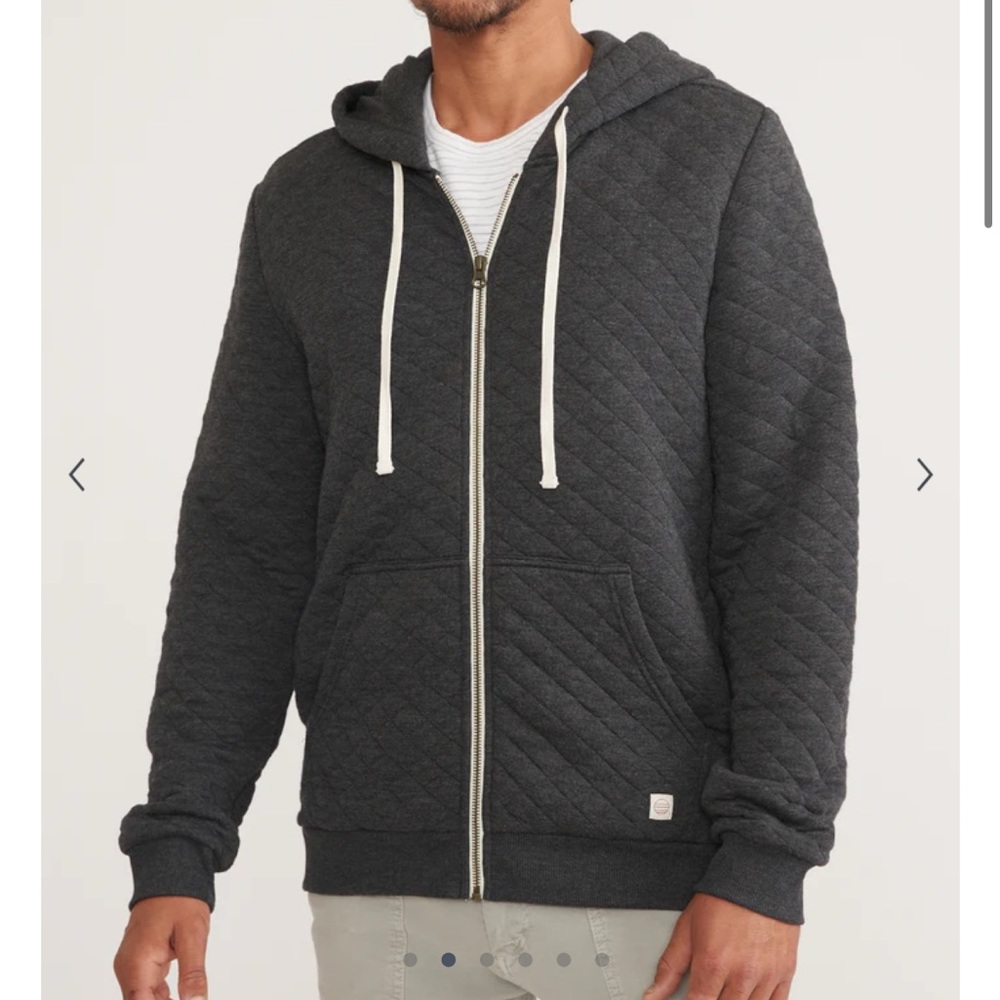 Med New men’s Marine Layer Corbett quilted Full Zip Hoodie in Olive Heather logo